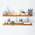 Homeforia Oak Floating Shelves 42 inch Long, High End Solid Real Wood 42inch Floating Shelf for Wall Mounted, Honey Oak Wooden 42in Floating Shelves, Heavy Duty Bracket, 42 X 6.5 X 1.75 in, Set of 2-Ruum Studio Home