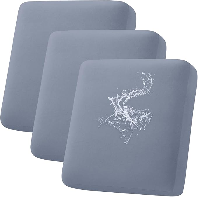 hyha Waterproof Couch Cushion Covers, Stretch Sofa Couch Seat Slipcover for Dog Washable, Non-Slip Waterproof Outdoor Cushion Covers for Patio Furniture Replacement (3 Pieces, Grey)-Ruum Studio Home