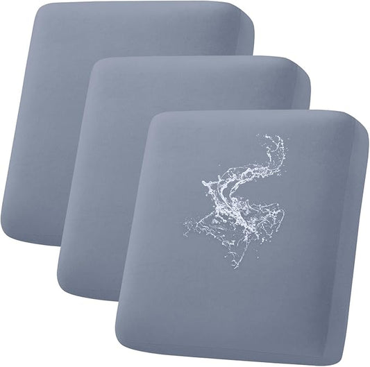 hyha Waterproof Couch Cushion Covers, Stretch Sofa Couch Seat Slipcover for Dog Washable, Non-Slip Waterproof Outdoor Cushion Covers for Patio Furniture Replacement (3 Pieces, Grey)-Ruum Studio Home