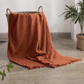 Simple&Opulence 100% Cotton Throw Blanket for Bed, Couch, Boho Luxury Geometric Woven Blanket with Tassels Soft Lightweight Cozy Breathable, Vintage Farmhouse Decoration for All-Season(Rust Orange)-Ruum Studio Home