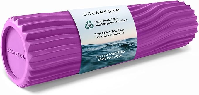 Oceanfoam Tidal Roller - Magenta - Muscle Massage Foam Roller for Back Pain & Stretching - Firm and Ergonomic Wide Wave Textured - Yoga, Athletics, & Wellness - Full Size, 20" x 5"-Ruum Studio Home