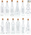 Small Mini Clear Vintage Glass Bottles with Corks, Mini Vases, Decorative, Potion, Assorted Design Set of 12 pcs, 4.6 Inch Tall (11.43cm), 1.4 Inch Wide (3.56cm)-Ruum Studio Home