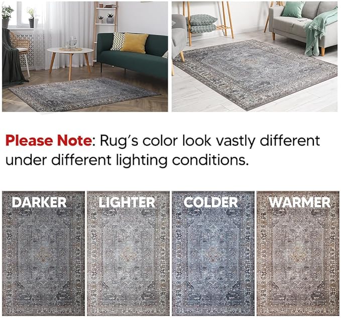 Keen Home Design 2x12 Rug - Machine Washable Runner Rug with Non-Slip Backing, Ideal for Hallway, Entryway, Kitchen, Laundry Room - Vintage, Easy Clean, Durable, Low Pile - (2'6" x 12')-Ruum Studio Home