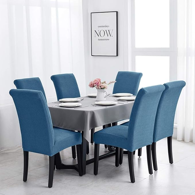 Joccun Chair Covers for Dining Room Set of 6,Chair Slipcovers Stretch Dining Room Chair Covers Seat Protector,Washable Parsons Chair Cover for Home,Hotel,Banquet(Dark Blue,6 Pack)