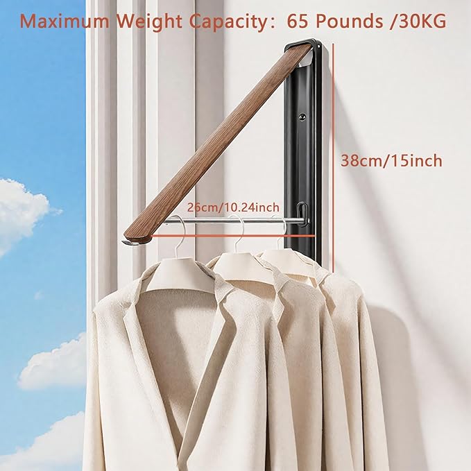 Wall Drying Rack Clothing - Retractable & Foldable Clothes Drying Rack Wall Mounted for Laundry Room Organization | Laundry Room Hanging Rack for Dorm, Closet, Balcony & Indoor/Outdoor Use-Ruum Studio Home
