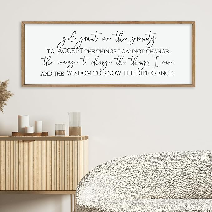 LuZhiQiang God Grant Me Prayer Wall Decor Art 40"×15" Serenity Prayer Bible Verse Sign Scripture Large Wood Framed Wall Hanging (Wood)-Ruum Studio Home