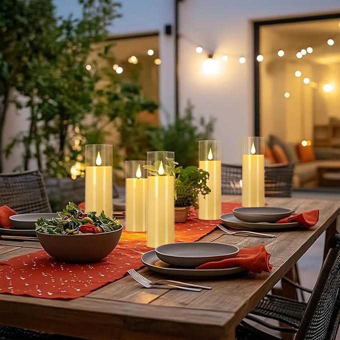 Set of 24 Flameless Led Battery Opeated (D2.2'' x H5''6''7'') Realistic Moving Wick Candles with 10-Key Remotes and Cycling 24 Hours Timer-Ruum Studio Home
