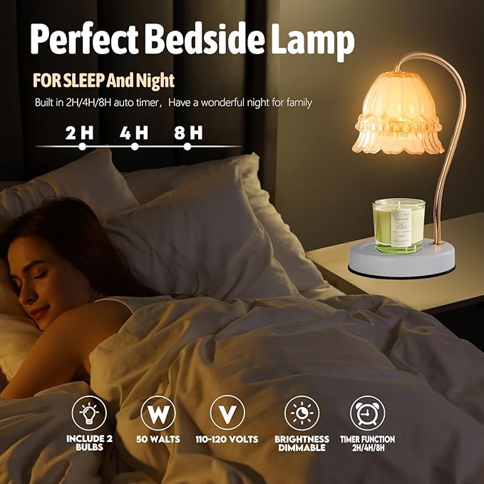 GEEZO Fragrance Candle Warmer Lamp，Electric Candle Warmer with Timer & Dimmer，Mom Christmas Birthday Gifts for Women, House Warming Gifts New Home Bedroom Decor-Ruum Studio Home