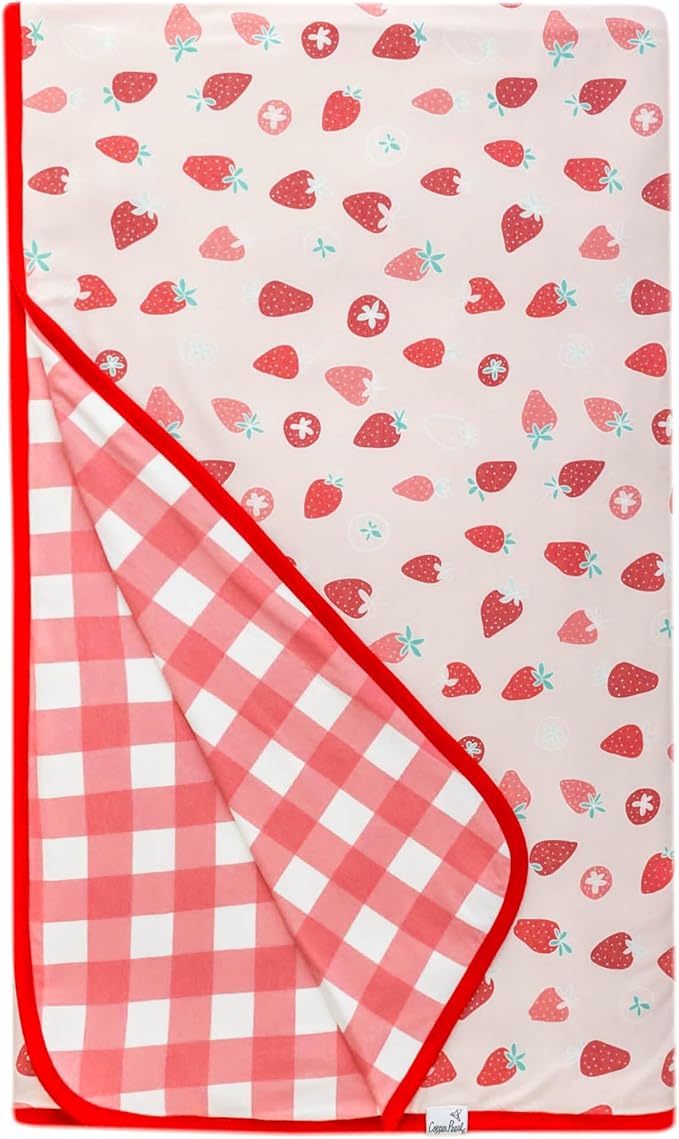 Copper Pearl Jumbo 3-Layer Baby Blanket: Soft Quilts for Boys & Girls | Breathable, Cozy Toddler Blanket | Newborn Quilt | 46x46 Premium Polyester/Rayon | Strawberry-Ruum Studio Home