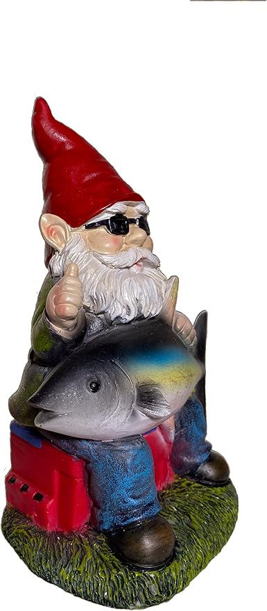 Fishing Gnome with Tuna Fish,Fishing Garden Gnomes Outdoor,Funny Garden Gnome 9“，Fishing Gnomes Decorations for Yard (Fishing Gnome)-Ruum Studio Home