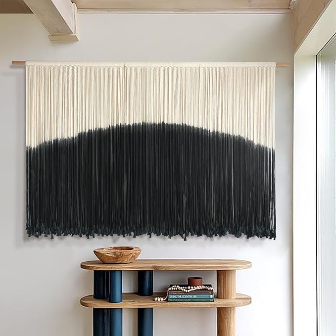 Flber Tie-Dye Macrame Wall Hanging Large Bohemian Yarn Tapestry Macrame Home Décor, 57''W*35''L-Ruum Studio Home