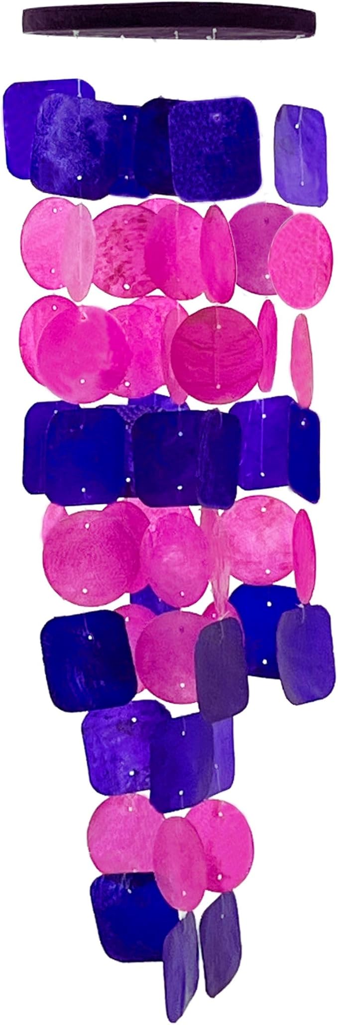 Bellaa 24841 Wind Chimes Outdoor, Garden Decorations, Musical, Indoor/Outside Windchimes, Beach, Ocean Breeze, Gifts for Mom, Gift for All Occasions, Capiz Sea Glass Shells Wood Pink Purple-Ruum Studio Home