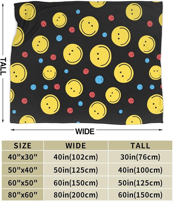 Smiley Face Throw Blanket Soft Smiley Fleece Blanket Men Women Gift for Kids Boys Girls for Party Couch Sofa Bed Deco Blankets 50x40 Inches-Ruum Studio Home