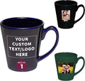 DISCOUNT PROMOS Custom Glossy Ceramic Latte Coffee Mug 12 oz. Set of 1, Personalized Bulk Pack - Perfect for Tea, Espresso, Cappuccino, Hot Cocoa - Blue-Ruum Studio Home