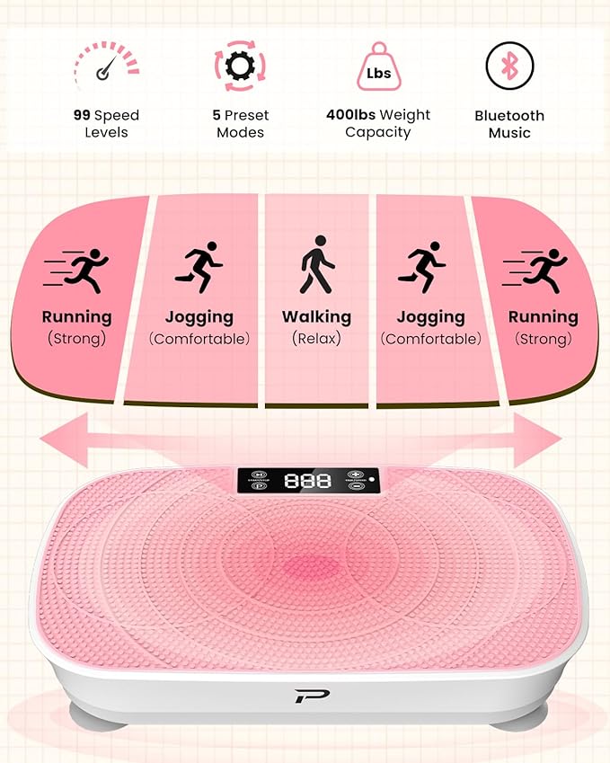 Vibration Plate Exercise Machine - Bluetooth Music & 400LBS Capacity Vibration Plate for Lymphatic Drainage & Weight Loss with 99 Speed Levels, Whole Body Vibration Plate for Home Fitness-Ruum Studio Home