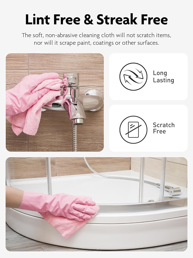 Fantasticlean Microfiber Cleaning Cloth Roll -40 Pack, Tear Away Microfiber Towels, 12" x 12", Reusable, Washable, Scratch Free, Ultra Absorbent Dish Rags for Car, Home, Garage or Shop (Pink)-Ruum Studio Home