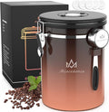35OZ Coffee Canister for ground coffee with Date Tracker,copper color 304 Stainless Steel Kitchen Food Airtight storage container for Coffee Beans or Grounds, Tea, Sugar(35oz-Gradient)-Ruum Studio Home
