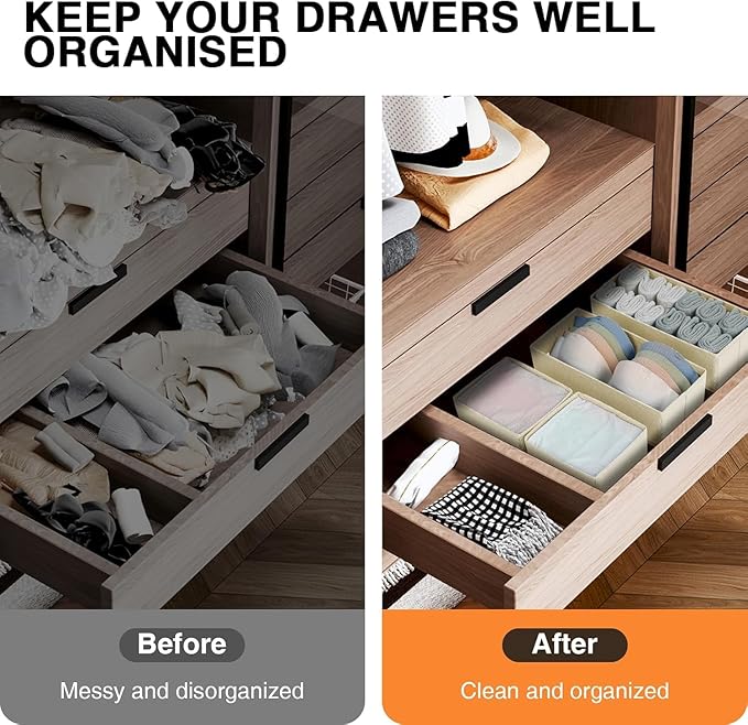 DIMJ Drawer Organizer Clothes 18 Pack - Foldable Baby Organizers and Storage & Dresser Organizer for Bedroom, Closet - Nursery Organization Dresser Dividers for underwear, Sock,Bra, Belt, Tie, Beige-Ruum Studio Home