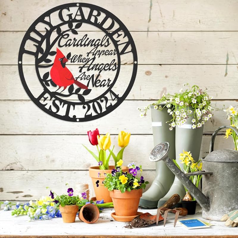 Personalized Name Garden Cardinal Metal Signs, Custom Family Name Yard Decor for Outdoor Outside, Cardinal Lawn Patio Stake Gardening Enthusiasts Grandmothers Gift-Ruum Studio Home