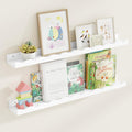 Fun Memories Picture Ledge Shelf for Wall, 36 inch Pine Wood Nursery Book Shelves Set of 2- Wall Book Shelves for Kids Room, Home Decor - Kitchen Spice-White-Ruum Studio Home