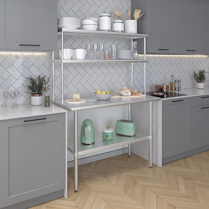 AmGood Double OverShelf Stainless Steel NSF - Many (48" Long x 14" Deep)-Ruum Studio Home