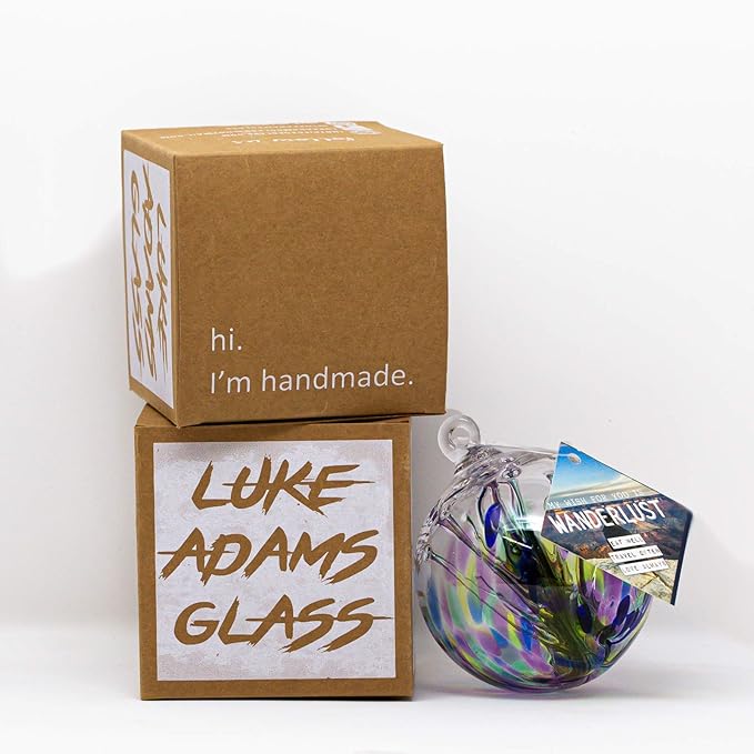 Luke Adams Handmade Glass Gazing Balls for Garden on Clearance – Hand Blown Glass Gazing Ball for Yard Décor – Decorative Garden Globe (Sea Sky Violet)-Ruum Studio Home