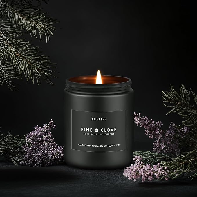 Pine & Clove Candle | Candles for Men - Masculine Candle, Soy Candles for Home Scented, Manly Scented for Home - Gifts for Men -7oz Black Jar-Ruum Studio Home