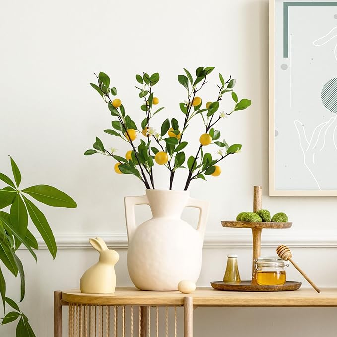 ucky Artificial Lemon Branches，4pcs of 27 Inch, Realistic Green Leaves and Yellow Lemon Fruit, Spring Summer Decoration Plants, Kitchen Decor Plant, Home Decor Plants，Greenery Stems-Ruum Studio Home