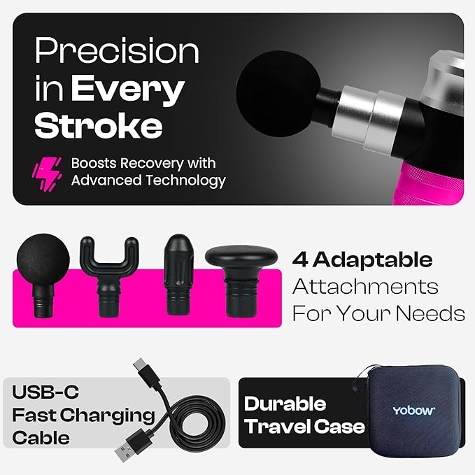 The Therapeutic Mini Massage Pistol with Portable Carrying Case, 4 Massage Speeds, 6 Colors | Fast USB Type C Charging | Massage Tool for Pain Relief | Stylish and Powerful Massage Gun-Ruum Studio Home
