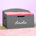 DIBSIES Personalized Creative Wonders Toy Box, Signature Series for Girls, 30 x 19.25 x 18 inches, Soft-Close Lid (Dovetail Grey)-Ruum Studio Home
