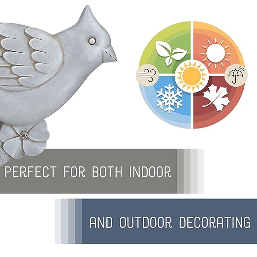 NAT & Jules Animal Character Shaped Dimensional Indoor Outdoor 11 inch Cast Resin Decorative Garden Stepping Stone, Patio, Walkway Sculpture Yard Art, Stone Grey Cardinal-Ruum Studio Home