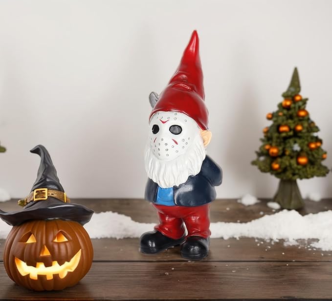 Horror Garden Gnome Decor - 5.5" Halloween Outdoor Statue, Spooky Valentines Gifts & Creepmas Collectible (Weatherproof Resin)-Ruum Studio Home