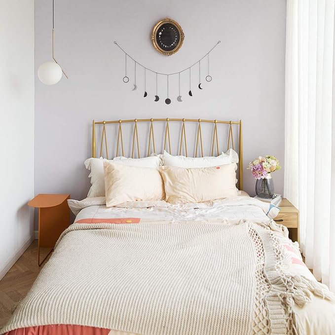 Mkono Moon Phase Wall Hanging Boho Aesthetic Room Decor Metal Moons Garland Hanging Art Bohemian Home Decoration for Girls Room Nursery Bedroom Livingroom Dorm, Ideal, Black, 50"-Ruum Studio Home