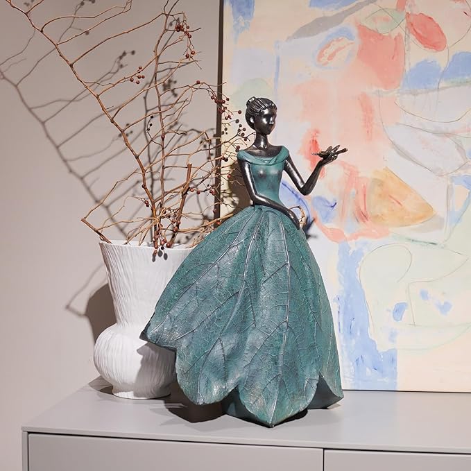 Guichifun Fairy Statue Collection Home Decoration - Leaf Angel Girls with Dragonfly Resin Home Decor for Outside or Inside Rustic Garden Outdoor Yard Decorations Figurines Gift 12 x 8.5 x 18 Inch-Ruum Studio Home