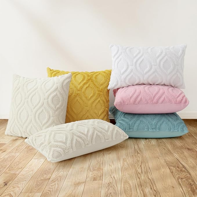 decorUhome Throw Pillow Covers 20x20 Inch Set of 2, Soft Plush Decorative Faux Fur Light Pink Solid Couch Pillow Covers, Accent Farmhouse Neutral Square Euro Pillow Cases for Sofa Bed Living Room-Ruum Studio Home