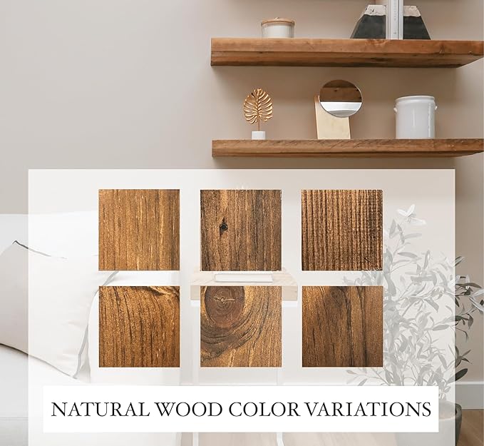 Rustic Shelves with J-Brackets Set of 2, Industrial Shelf, Kitchen Shelves, Solid Wood, Decorative Wall Storage, Heavy Duty, URBANDI (Provincial, 12Wx12D)-Ruum Studio Home