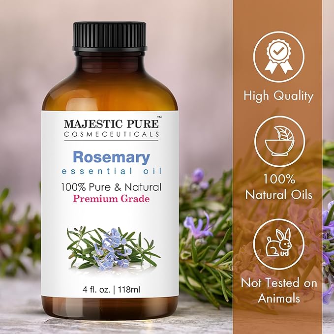 Majestic Pure Rosemary Essential Oil with Glass Dropper - Huge 4 Fl Oz - 100% Pure and Natural Rosemary Oil - Premium Grade Essential Oils for Diffuser, Aromatherapy, Soap and Candle Making-Ruum Studio Home
