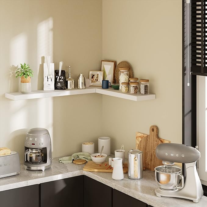 BAMEOS Floating Shelves,31 in W White Wall Mounted Wooden Shelves with Invisible Brackets Set of 2, Hanging Wall Shelves Decoration for Bedroom, Bathroom, Living Room and Kitchen-Ruum Studio Home
