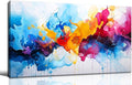 Alsingbago Large Colorful Abstract Canvas Wall Art for Living Room Bedroom Home Office Modern Wall Decor Blue Orange Pink Gray Abstract Picture Ready to Hang Size 24x48-Ruum Studio Home