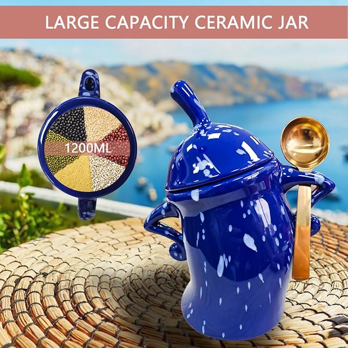 Ceramic Kitchen Canister with Silicone Seal Lid,Modern Elegant Design Airtight Lid Storage Food Jar Canister for Kitchen Sugar Coffee Tea Spice or More (White)-Ruum Studio Home