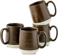 Hasense Ceramic Coffee Mug Set of 4, 15 oz Coffee Cups with Big Handles, Large Latte Mugs for Men and Women, Christmas Cups for Tea, Hot Cocoa, Latte, Cappuccino, Dishwasher Microwave Safe, Brown-Ruum Studio Home