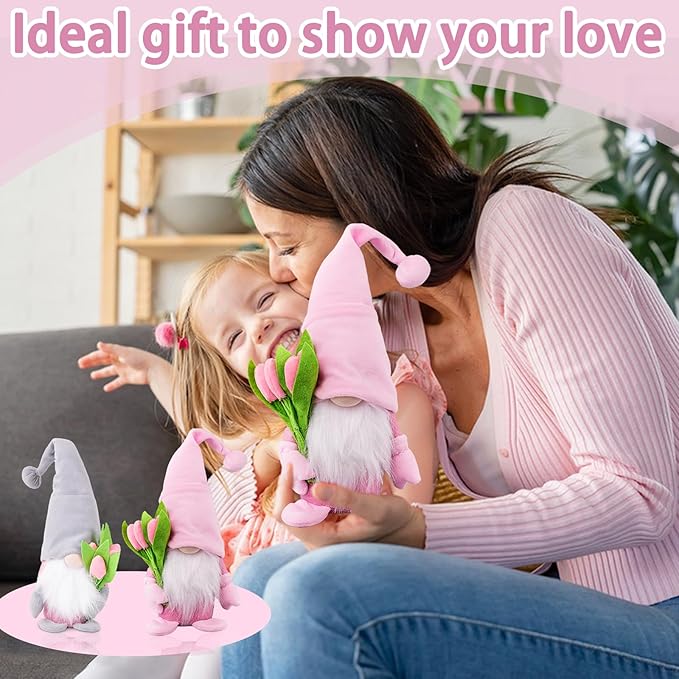 Gnome Plush Decorations Gift,15 inch Gnomes Decorations for Home,Fall Gnomes Plush Table Decoration Gnome Gifts for Women Swedish Tomte Nisse Doll Tabletop Scandinavian Elf Plushie,Pink-Ruum Studio Home