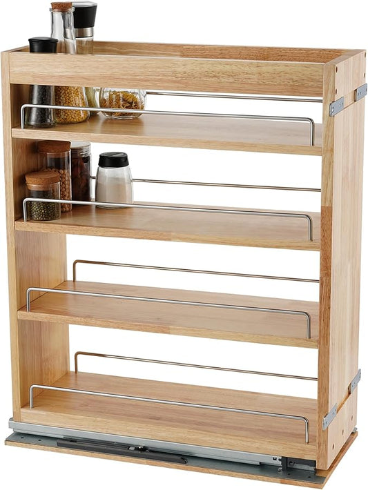 DINDON Pull Out Spice Rack Organizer for Cabinet, (5" W x 21.9" D x 25.2" H) Multi-Use Wood Pull Out Cabinet Organizer Slide Out Shelf Cabinet Storage for Kitchen, Pantry Organization-Ruum Studio Home