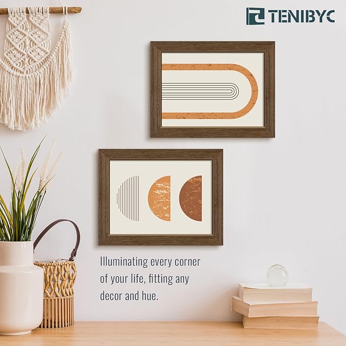 5x7 Picture Frame 3 Pack - Brown Woodgrain, Wood Photo Frame, HD Tempered Glass, Table Display or Wall Hanging-Ruum Studio Home