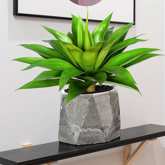 Fake Plants Artificial Agave Plants Indoor, UV Resistant Fake Agave Planters Outdoor Decorating.Artificial Plants for Outdoors Decor(1Pack,22') Spring Decorations for Home-Ruum Studio Home
