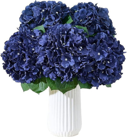 8Pcs Navy Blue Fake Flowers Silk Hydrangea Artificial Flowers Bouquets Faux Hydrangea Stems for Home Table Centerpieces Wedding Party Decoration-Ruum Studio Home