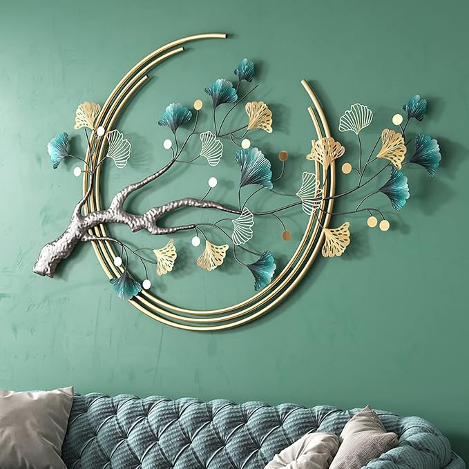 Umbifa Ginkgo Leaf Metal Art Decor 52.7 in * 32.7in 3D Metal Wall Sculpture for Living Room Porch Room Bedroom Modern Art Decor-Ruum Studio Home