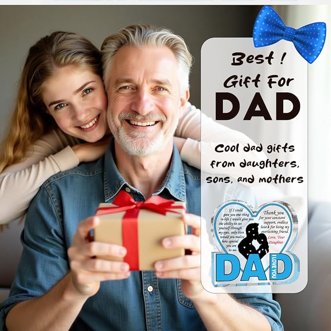Best Dad Ever Gift from Daughter Son - Acrylic Heart-Shaped Plaque Father’s Day Birthday Gift - Unique Keepsake Desk Decor with Personalized Message-Ruum Studio Home