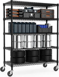 Garage Shelving 5 Tier Industrial Metal Shelving Units for Commercial, Basement, Pantry, Warehouse, School, Black Heavy Duty Easy Assembly 23.6" D x 53.2" W x 73.6" H-Ruum Studio Home