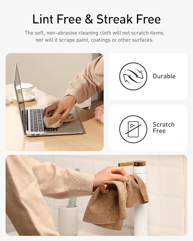 Fantasticlean Microfiber Cleaning Cloth Roll -75 Pack, Tear Away Microfiber Towels, 12" x 12", Reusable, Washable, Scratch Free, Ultra Absorbent Dish Rags for Car, Home, Garage or Shop (TAN)-Ruum Studio Home